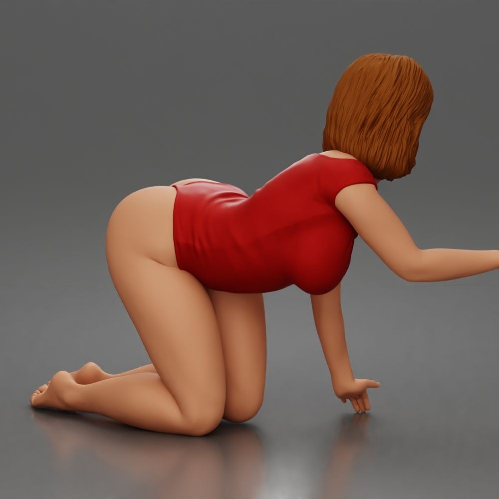 Foto de producto de modelismo para dioramas 5: Figura arrodillada: mujer con body, torso inclinado hacia delante y mano en el suelo (a175)