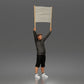 Foto de producto de modelismo para diorama 5: Figura de pie: manifestante con pancarta vacía, sudadera con capucha y pantalones cortos (a178)