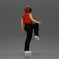 Foto de producto de maqueta para diorama 6: Figura de pie: mujer con auriculares y atuendo streetwear holgado, pierna levantada (a164)