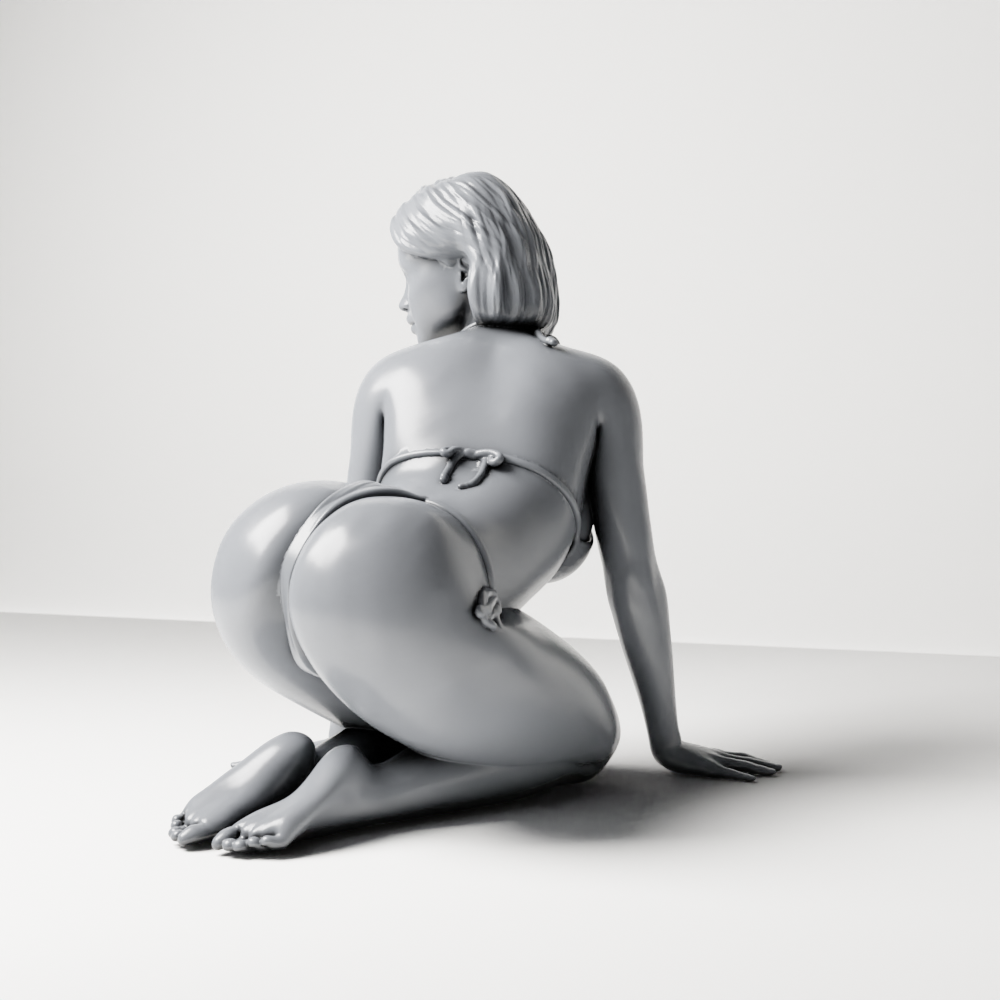 Foto de producto de maqueta de diorama 6: Figura arrodillada: mujer de playa con bikini atado (a182)