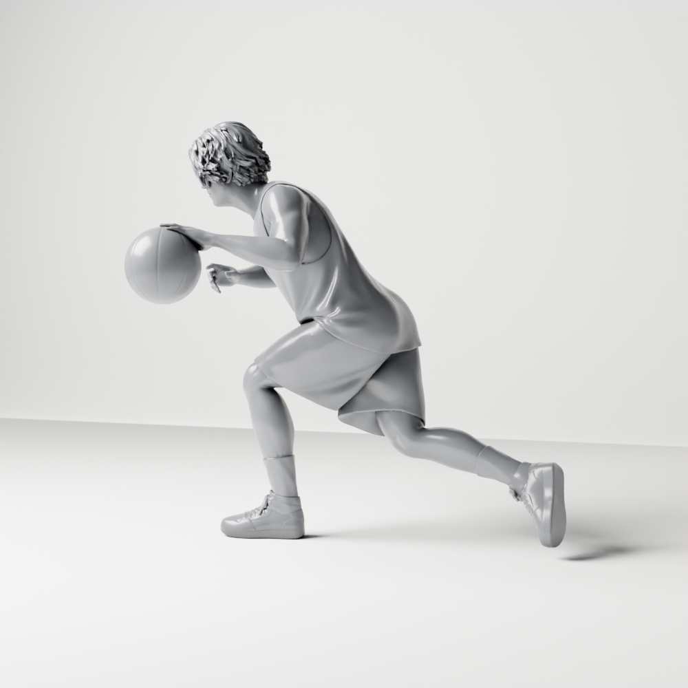 Diorama Modellbau Produktfoto 7: Diorama Figur: Basketballspieler im Vorwärtslauf mit Ball & Sportkleidung (a166)