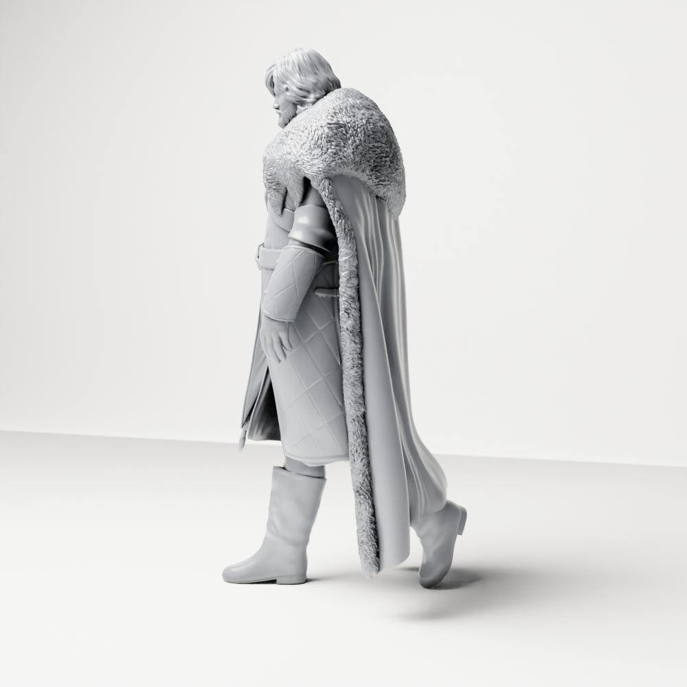 Diorama Modellbau Produktfoto 5: Gehende Figur: Krieger in schwerer Rüstung mit bodenlangem Fellumhang (a207)