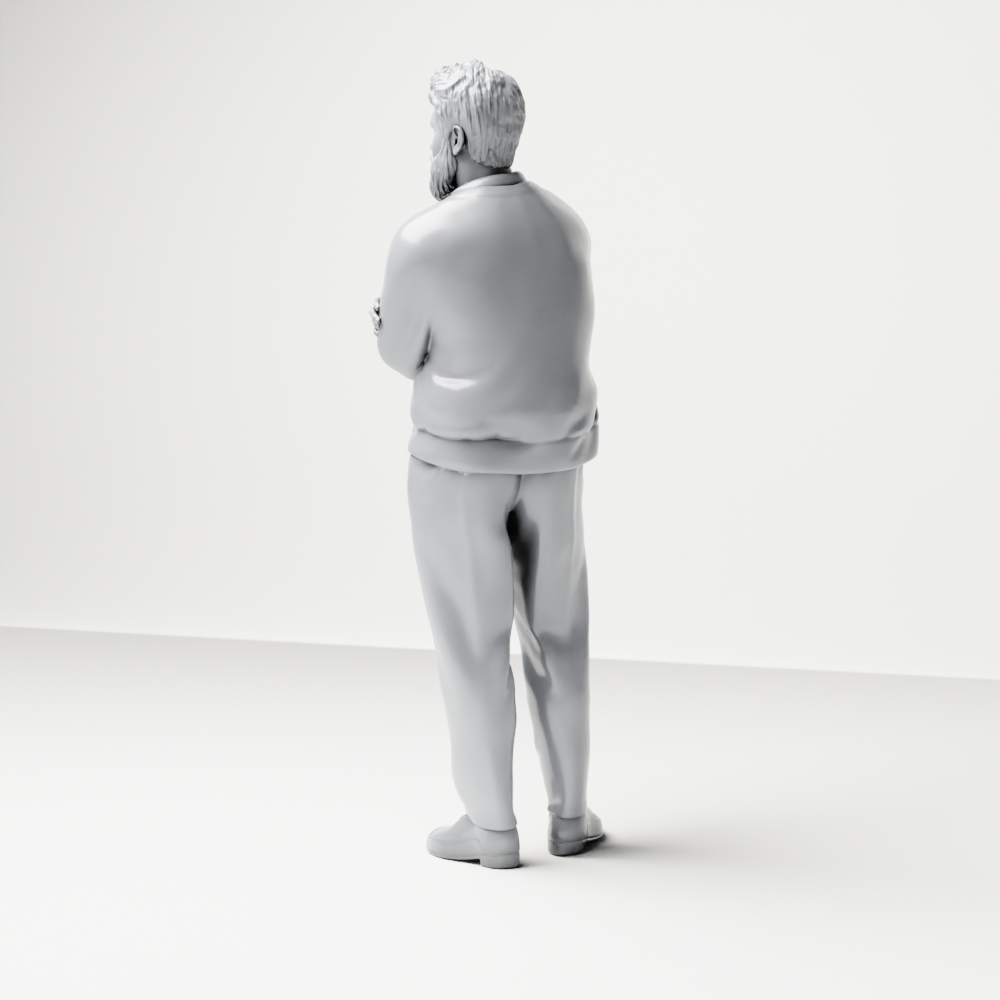 Diorama Modellbau Produktfoto 7: Stehende Figur: Bärtiger Mann mit verschränkten Armen & Strickjacke (a208)