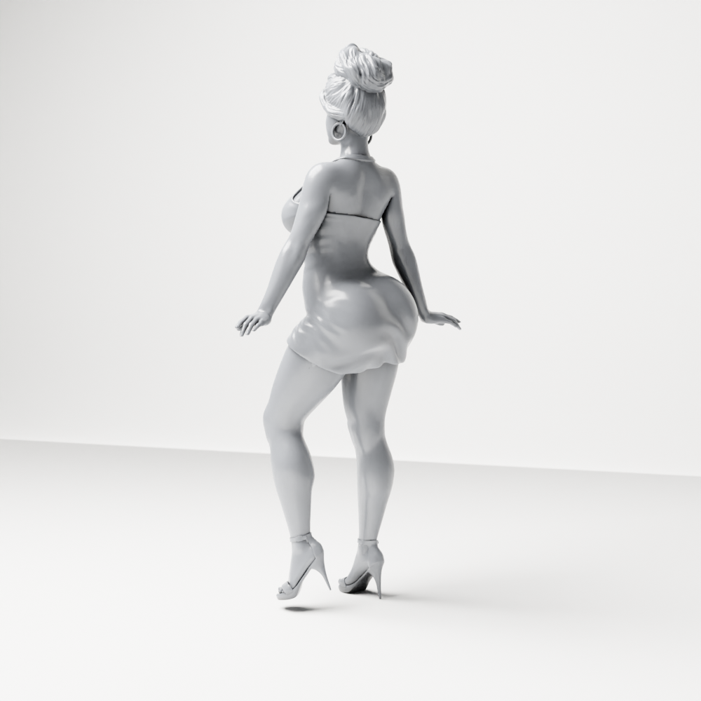 Diorama Modellbau Produktfoto 7: Stehende Figur: Frau im kurzen figurbetonten Kleid & High Heels (a177)