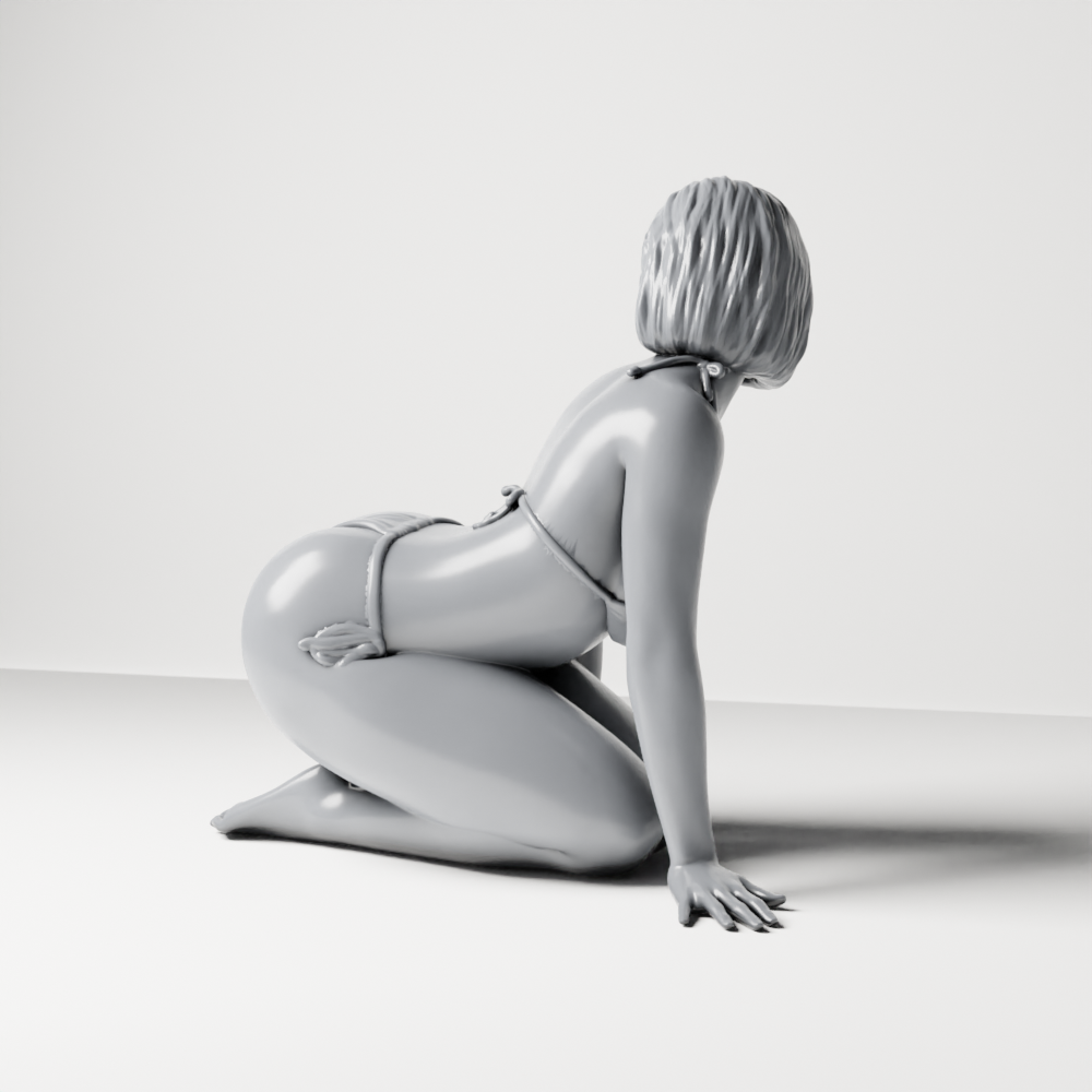 Foto de producto de modelismo para diorama 7: figura arrodillada: mujer de playa con bikini anudado (a182)