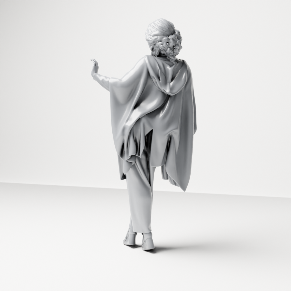 Foto de producto de maqueta de diorama 7: Figura de pie: mujer con la mano levantada, capa fluida y zapatos de plataforma (a174)