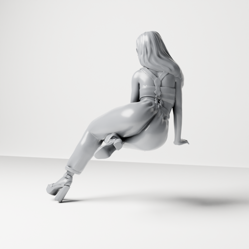 Diorama Modellbau Produktfoto 8: Sitzende Figur: Frau mit Sonnenbrille, ärmellosem Oberteil & Absatzsandalen (a162)