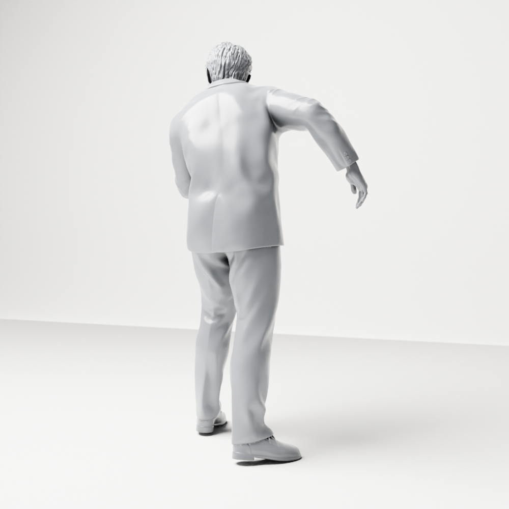 Diorama Modellbau Produktfoto 5: Stehende Figur: Bärtiger Mann im Anzug präsentiert oder hält Rede (a196)