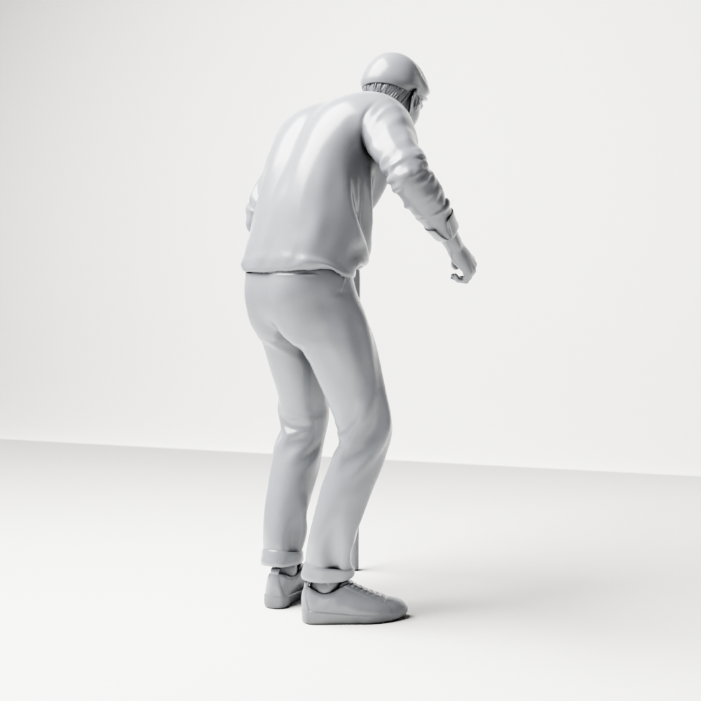 Diorama Modellbau Produktfoto 9: Stehende Figur: Älterer Mann mit Gehstock & Pullover (a168)