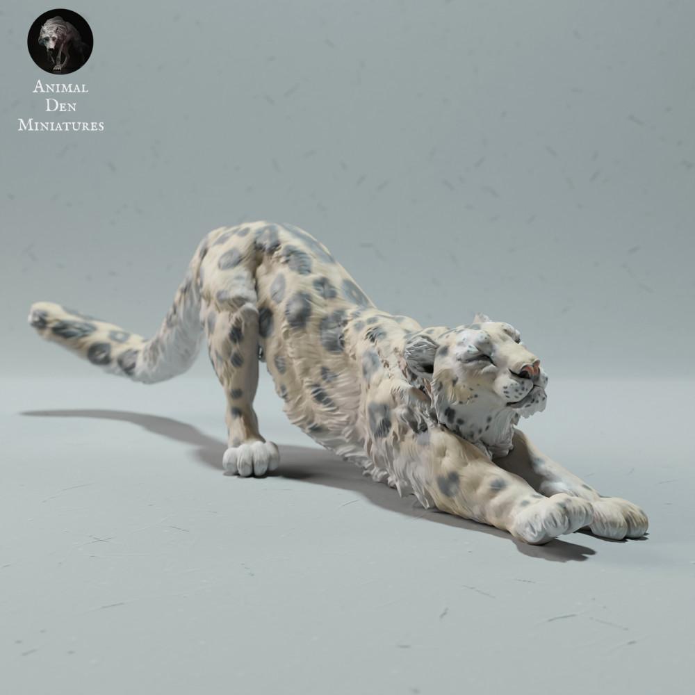 Foto de producto figura de animal Animal Den Miniatures 2: Figura de animal salvaje: leopardo de las nieves estirándose (22_12_19)