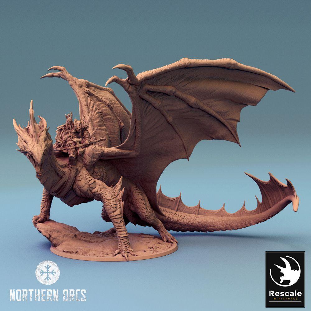 Foto del producto Tabletop 28mm Lord of the Print (LotP) 0: M dragón metálico plateado legendario aterrizado (24_04_M)