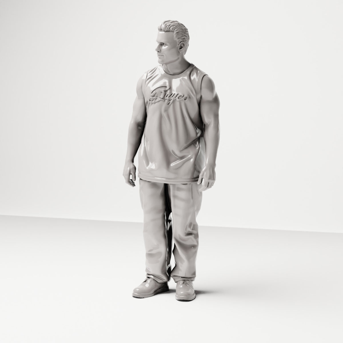 Stehende Figur: Mann mit ärmellosem Oberteil & Hose (Ref. Nr. 479) - vollständige Studioansicht 2