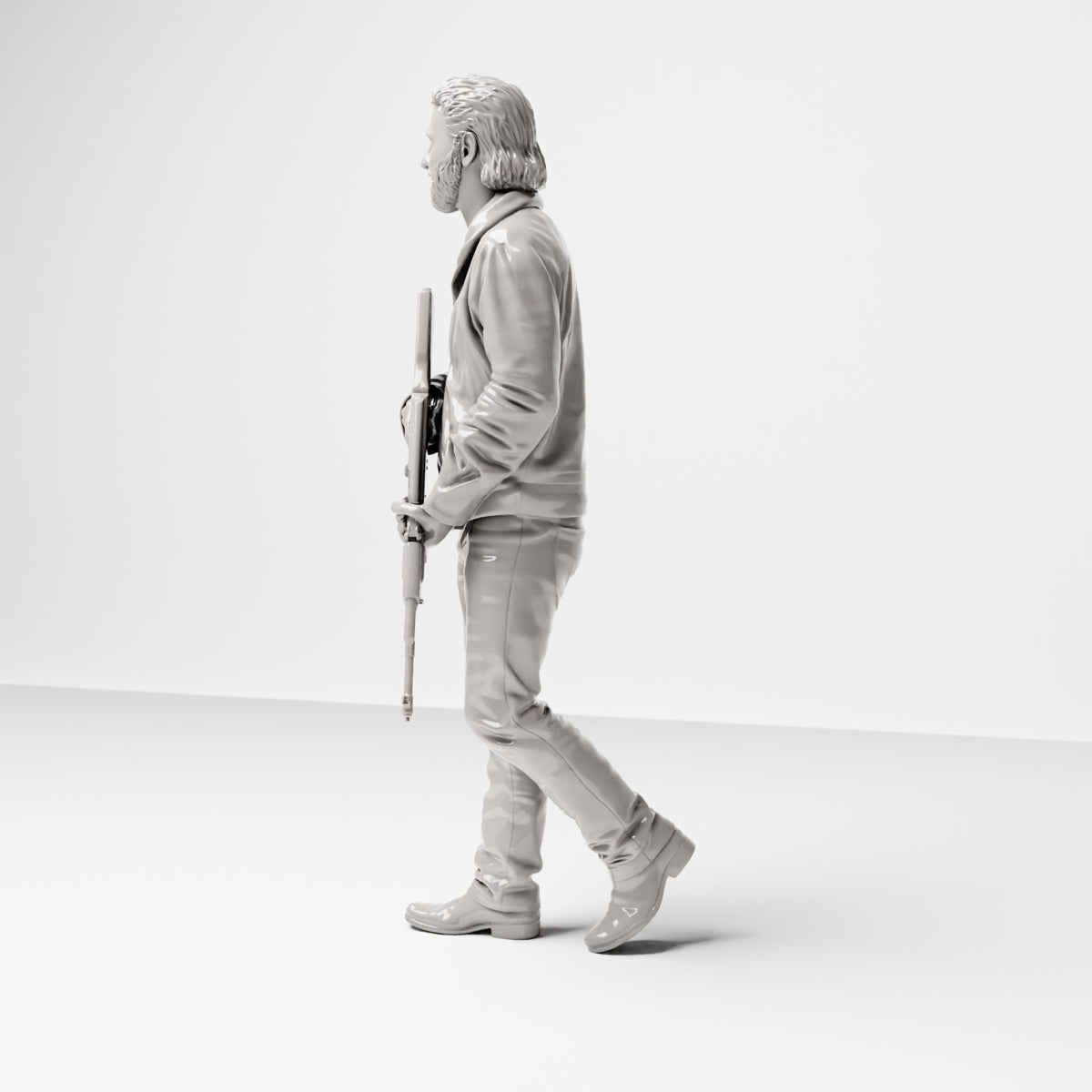 Stehende Figur: Mann mit Gewehr & Holster (Ref. Nr. 491) - vollständige Studioansicht 3