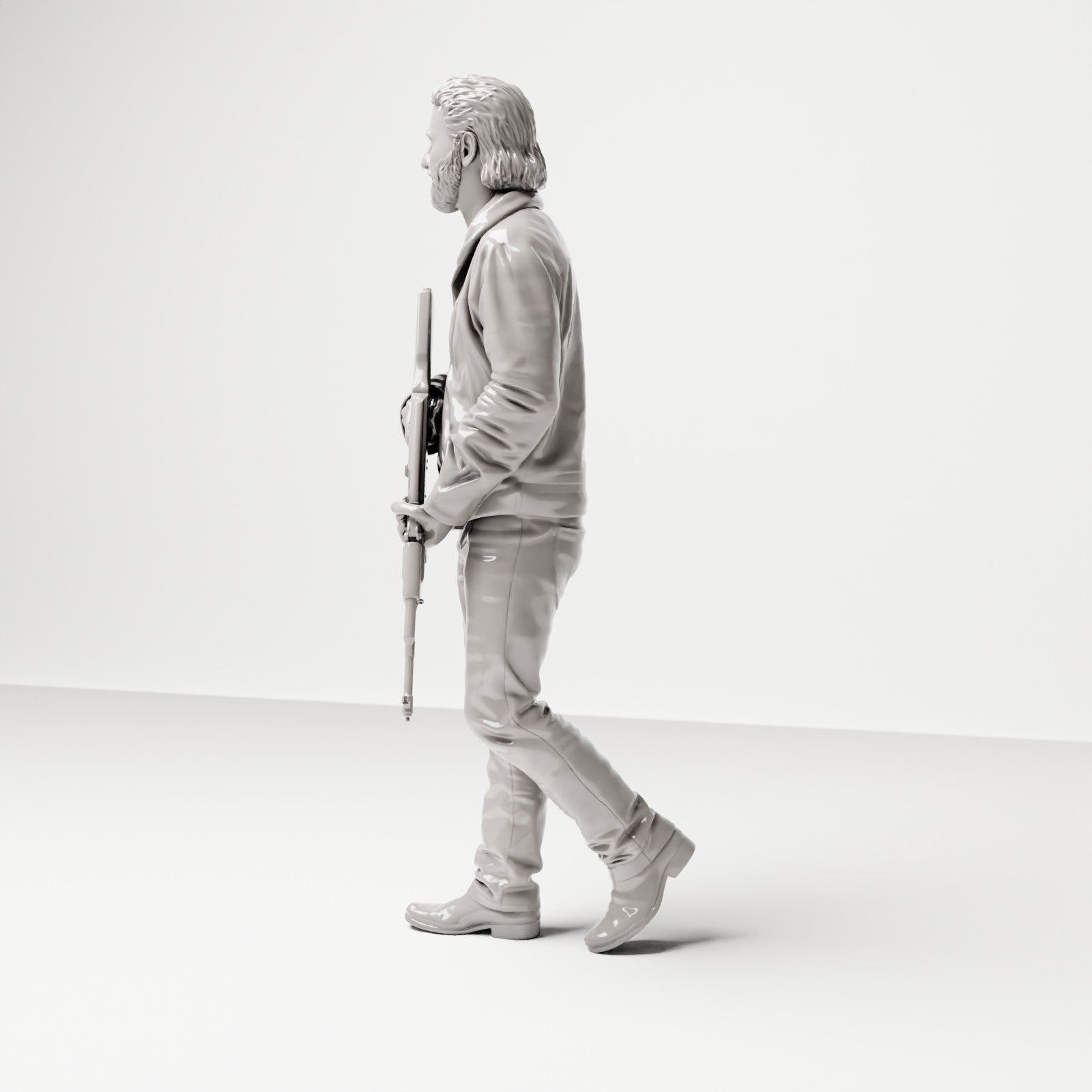 Stehende Figur: Mann mit Gewehr & Holster (Ref. Nr. 491) - vollständige Studioansicht 3