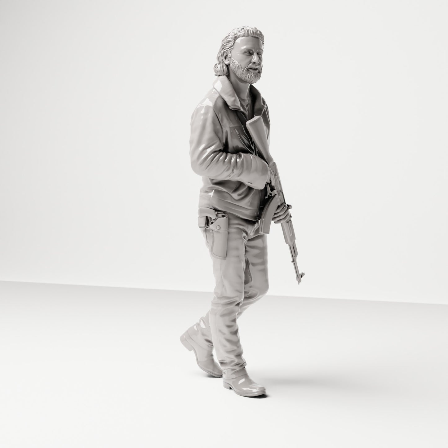 Stehende Figur: Mann mit Gewehr & Holster (Ref. Nr. 491) - vollständige Studioansicht 1