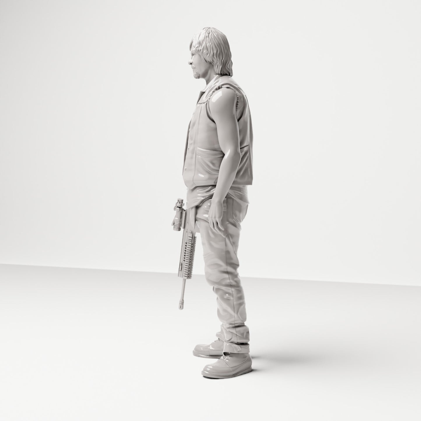 Stehende Figur: Mann mit ärmelloser Weste & Gewehr (Ref. Nr. 492) - vollständige Studioansicht 2