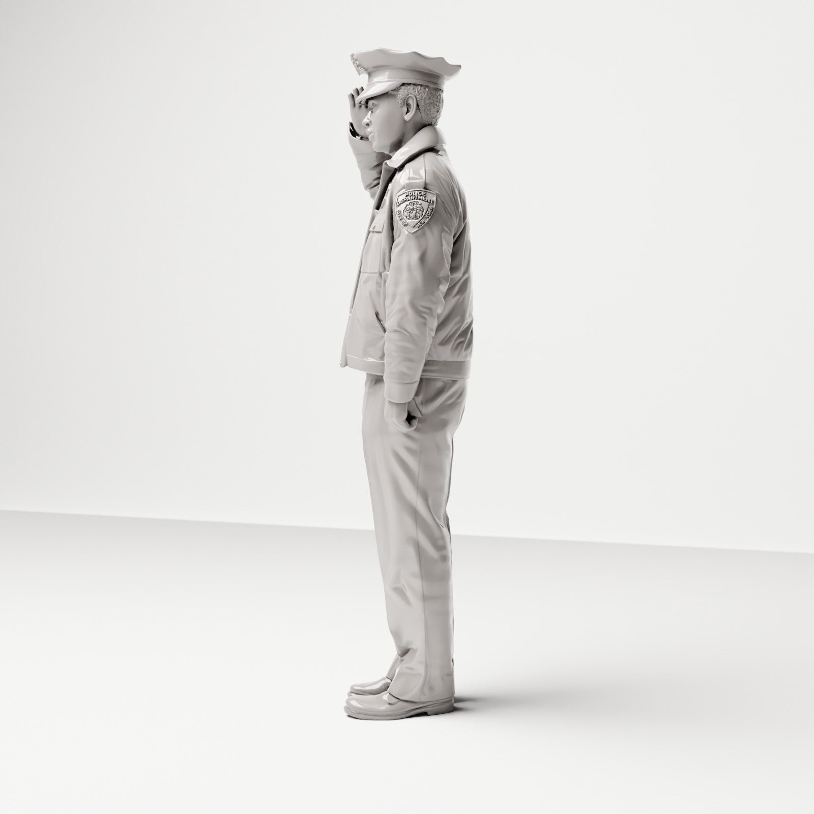 Stehende Figur: Polizist mit Schlagstock, salutierend (Ref. Nr. 499) - vollständige Studioansicht 2