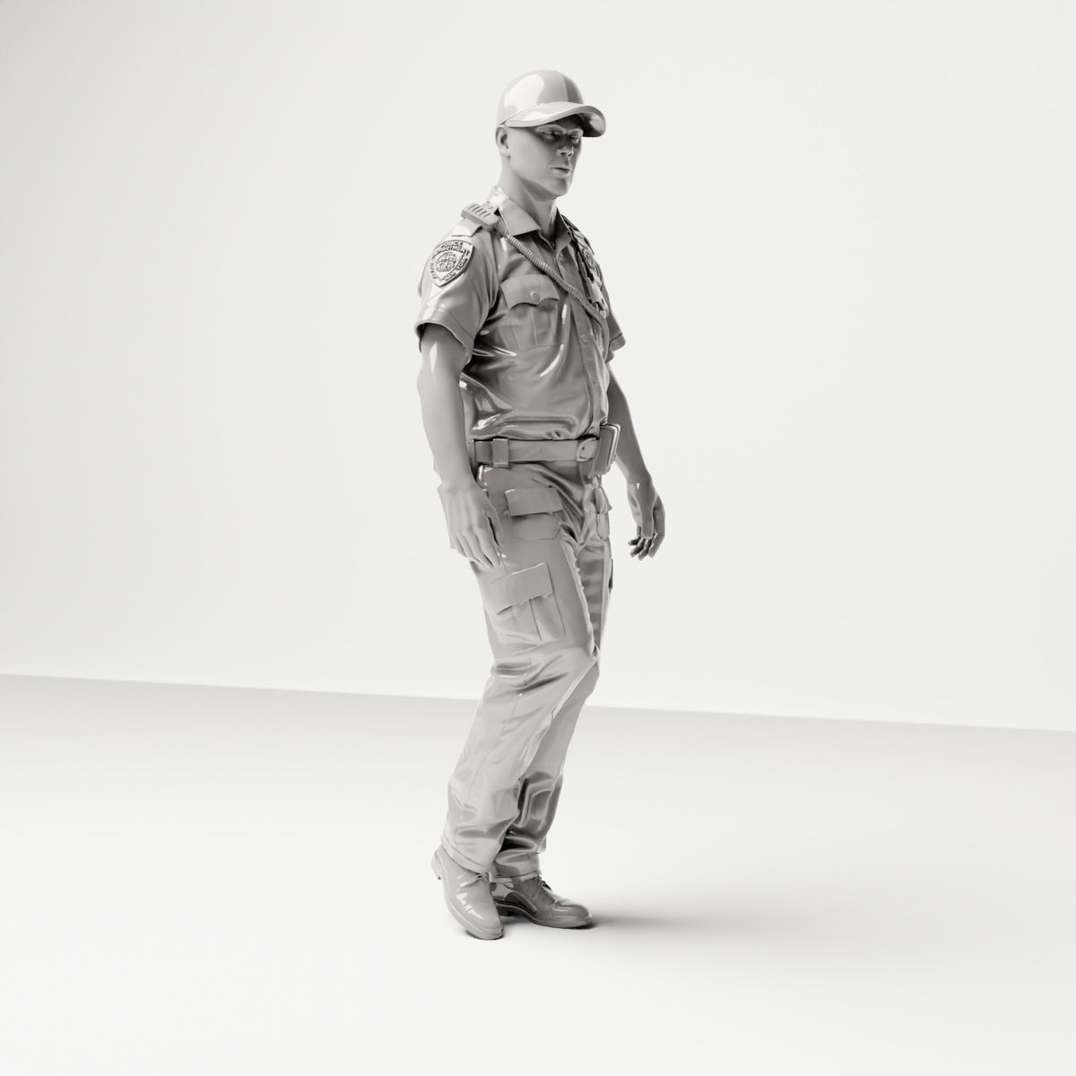 Stehende Figur: Polizist mit Kappe & Dienstgürtel (Ref. Nr. 500) - vollständige Studioansicht 1