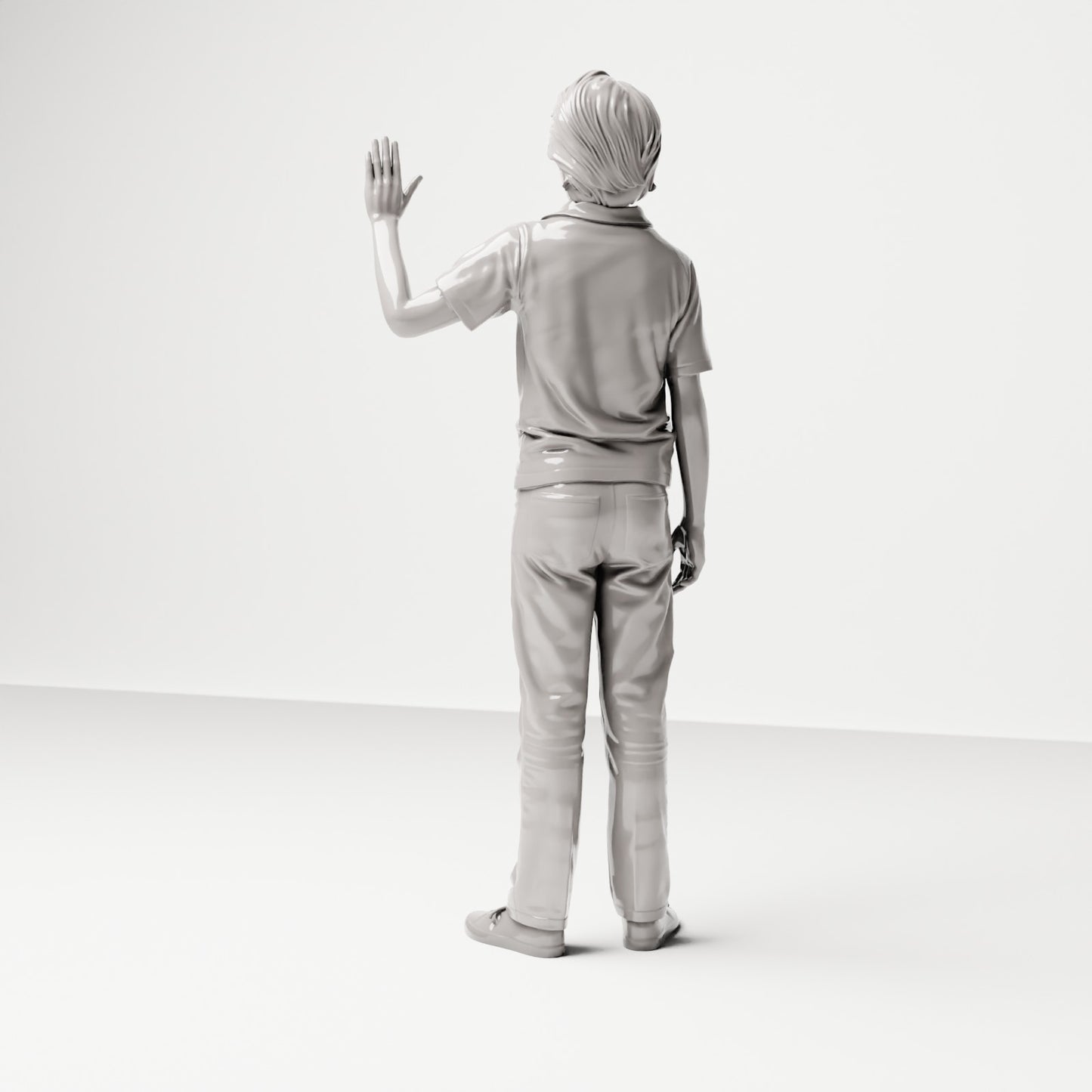 Stehende Figur: Passant hebt die Hand zum Gruß (Ref. Nr. 505) - vollständige Studioansicht 4
