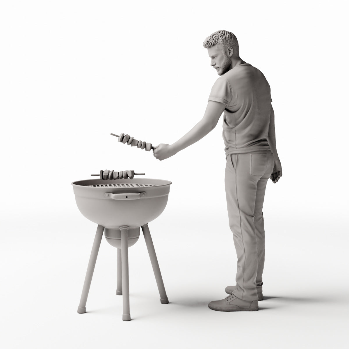 Diorama Modellbau Produktfoto 0: Stehende Figur: Mann am Grill mit Grillbesteck (Ref. Nr. 533)