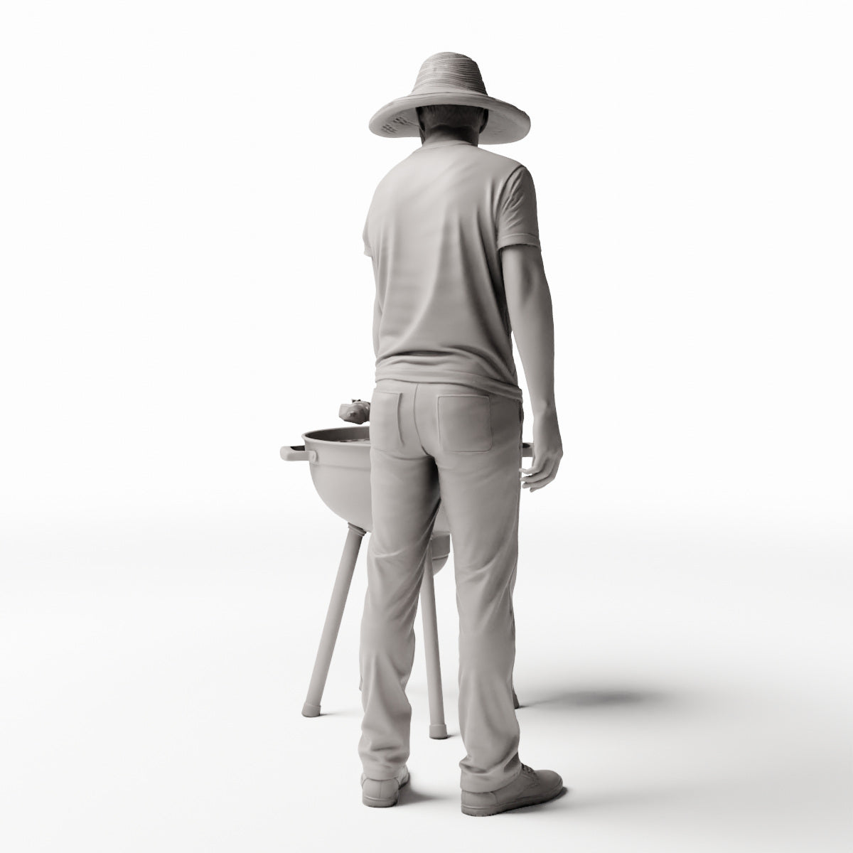 Diorama Modellbau Produktfoto 0: Stehende Figur: Mann am Grill mit Grillbesteck (Ref. Nr. 533)