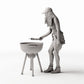 Diorama Modellbau Produktfoto 0: Stehende Figur: Frau mit Grillzange am Kugelgrill (Ref. Nr. 534)