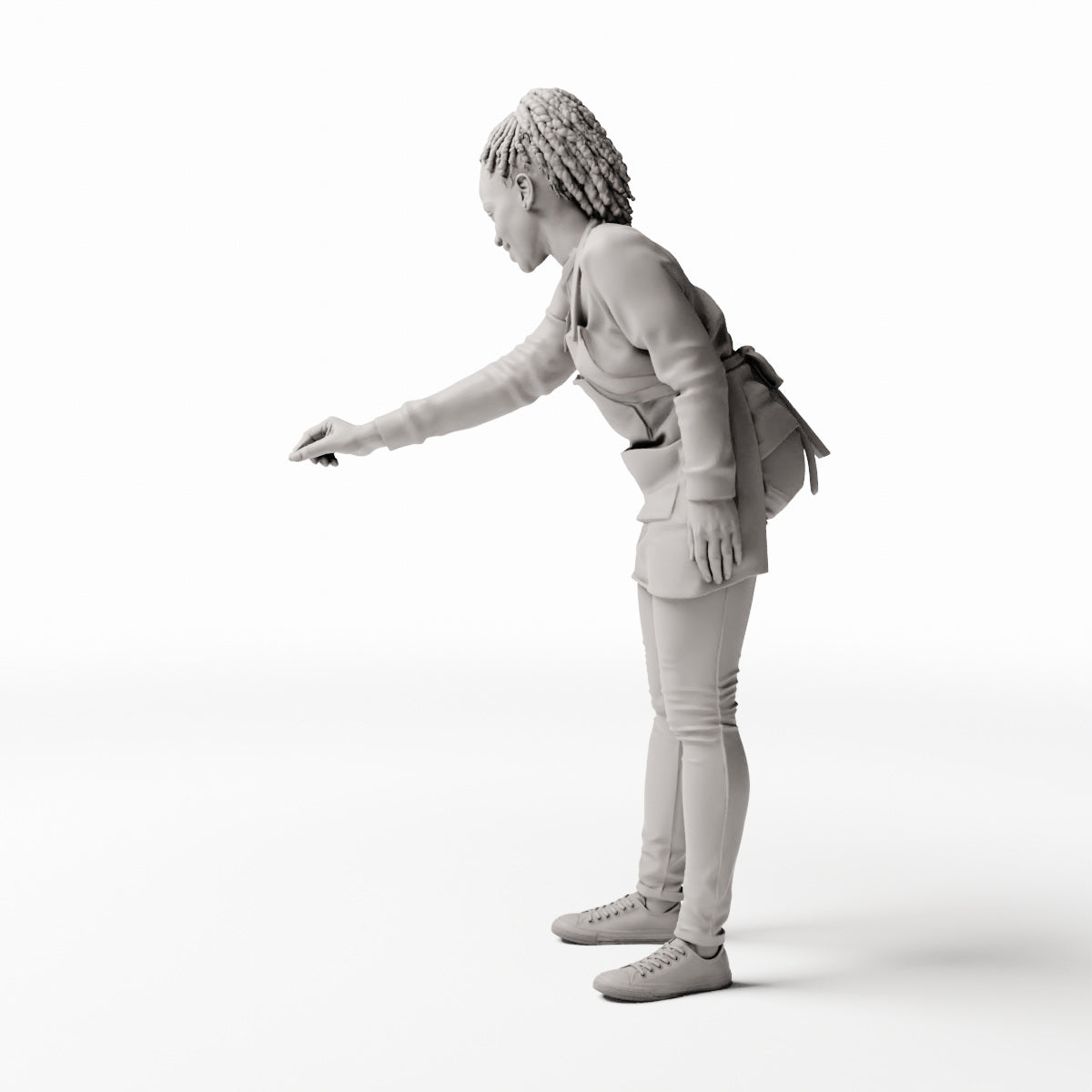 Diorama Modellbau Produktfoto 0: Stehende Figur: Köchin oder Frau am Grill mit Schürze, leicht nach vorne gebeugt (Ref. Nr. 535)
