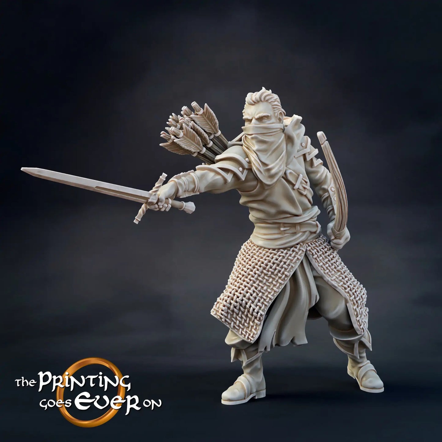 Foto del producto Tabletop 28mm The Printing Goes Ever On (TPGEO) 0: Explorador del Norte: Ranger del bosque con espada, lanza y arco