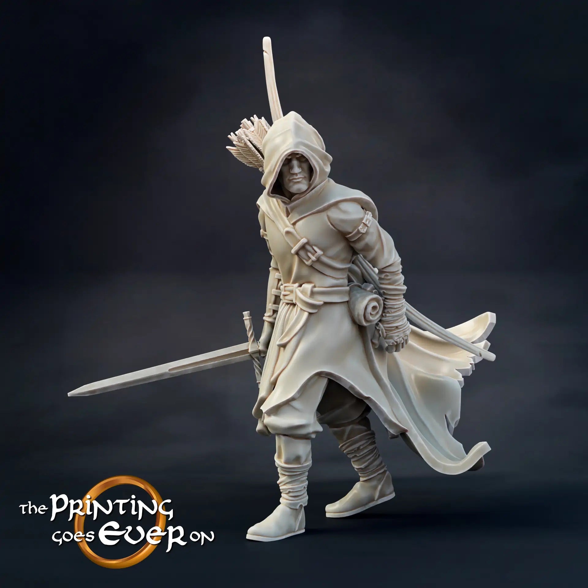 Foto del producto Tabletop 28mm The Printing Goes Ever On (TPGEO) 0: Explorador del Norte: Ranger del bosque con espada, lanza y arco