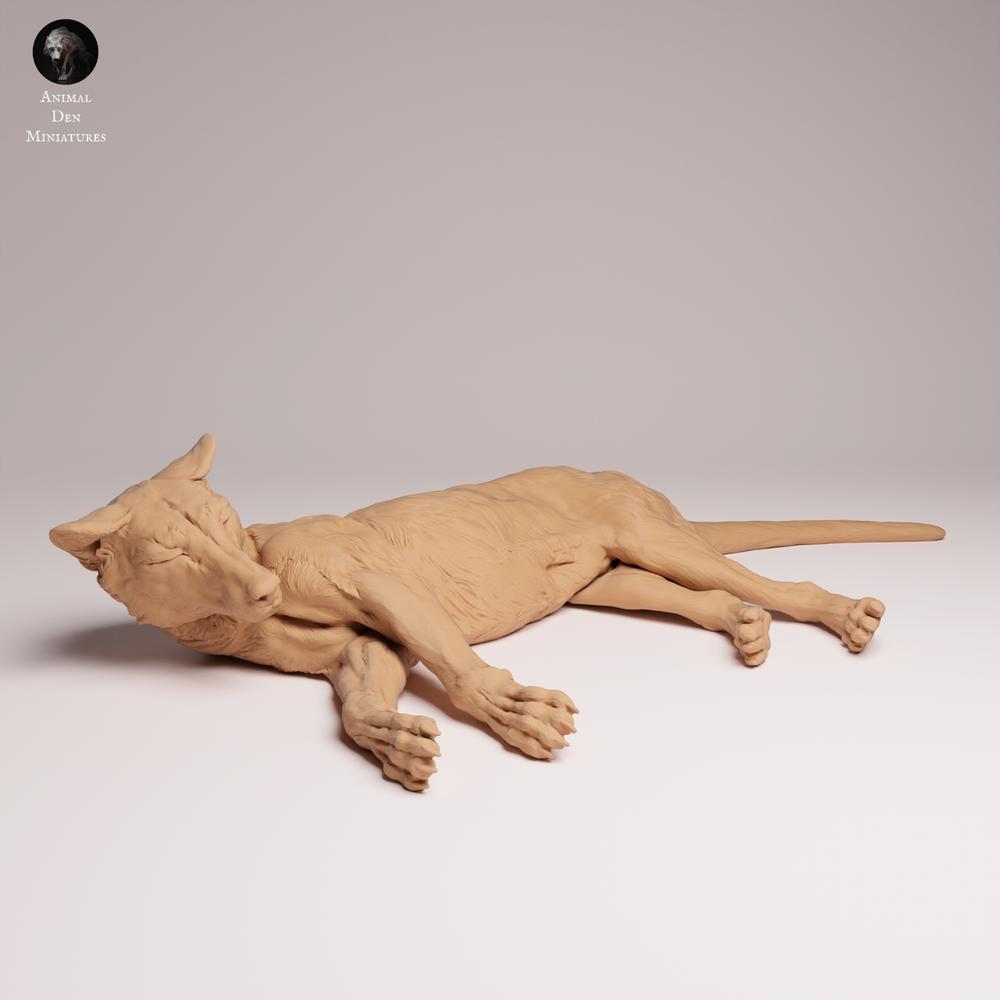 Foto del producto Tabletop 28mm Lord of the Print (LotP) 2: Figura de animal de fauna silvestre: tigre de Tasmania - tumbado (26_04_07)