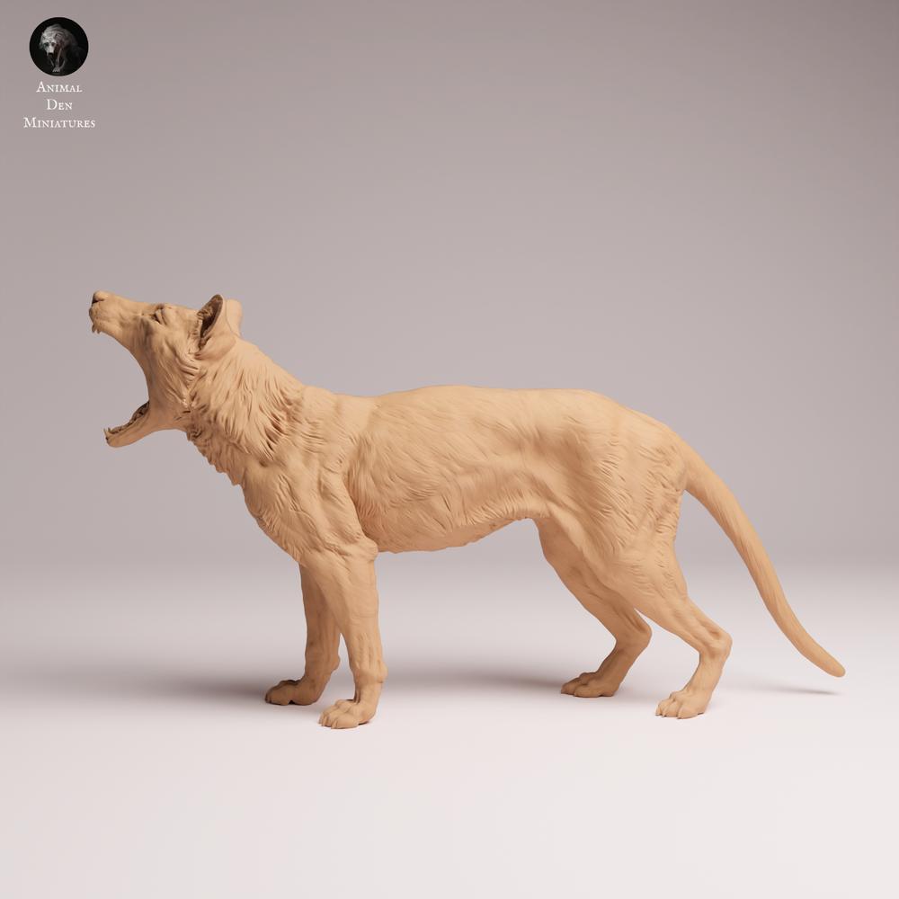 Foto del producto Tabletop 28mm Lord of the Print (LotP) 2: Figura de animal salvaje: tilacino (tigre de Tasmania) - bostezando (26_04_09)