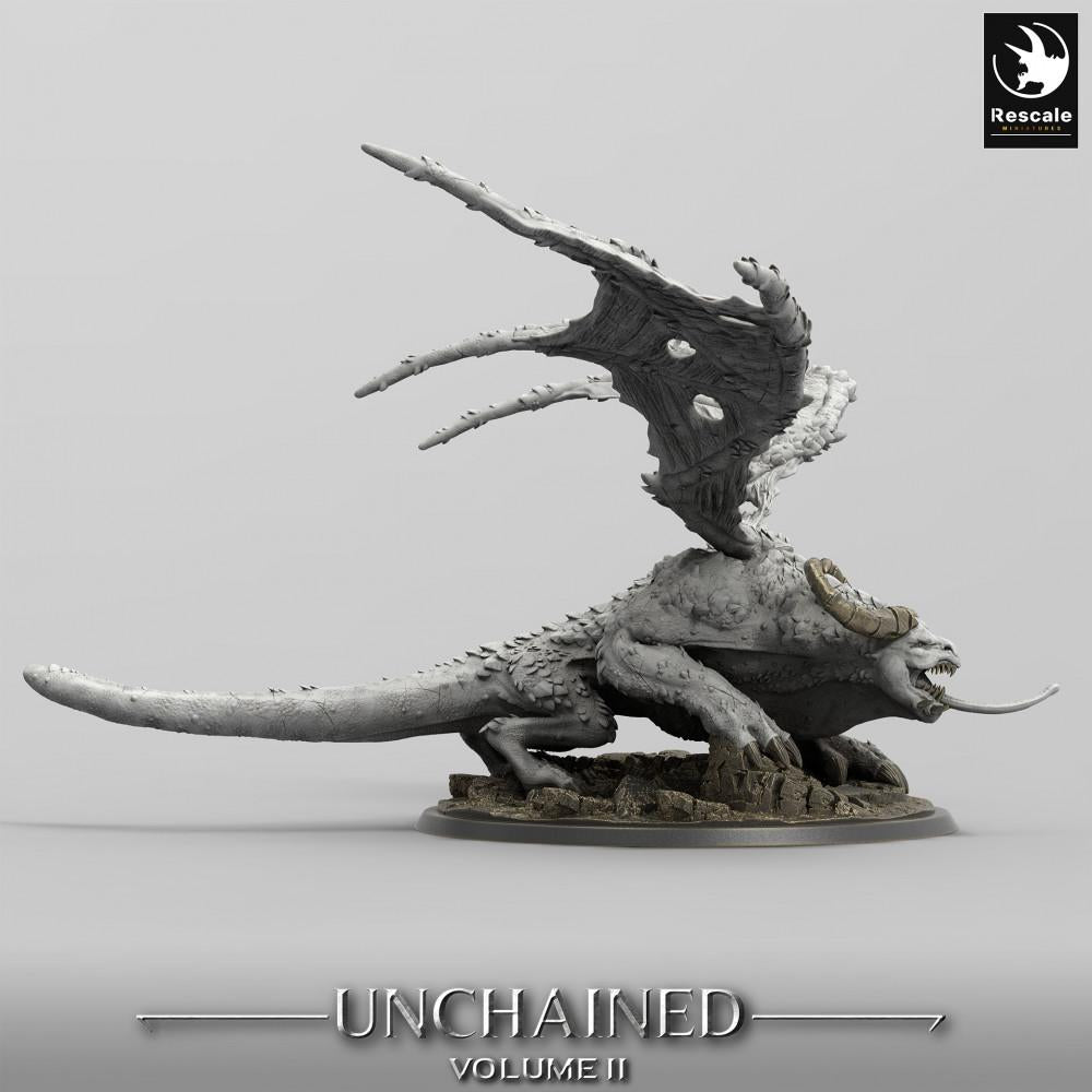 Produktfoto Tabletop 28mm Lord of the Print (LotP) 0: Tabletop Miniatur: Dämonische geflügelte Bestie, Knochen-Gargoyle, Untotes Bossmonster (Winged Horror) (24_05_H5)