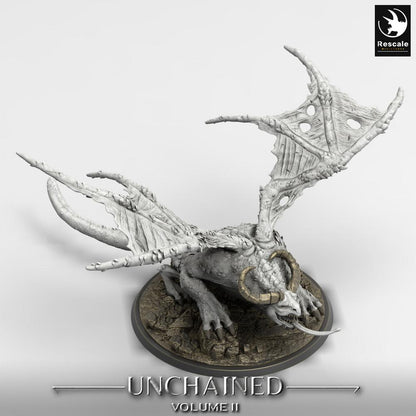 Foto del producto Tabletop 28mm Lord of the Print (LotP) 0: Miniatura de Tabletop: Bestia demoníaca alada, gárgola de hueso, monstruo jefe no muerto (Horror Alado) (24_05_H5)