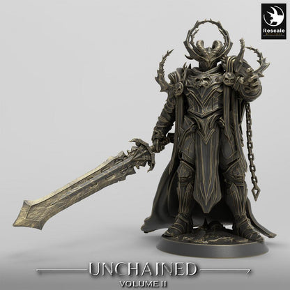 Foto del producto Tabletop 28mm Lord of the Print (LotP) 0: Miniatura de Tabletop: Caballero Demonio con Gran Espada, Paladín Oscuro, Señor de la Guerra Tenebroso, Hijo de Olaf (24_05_L1)