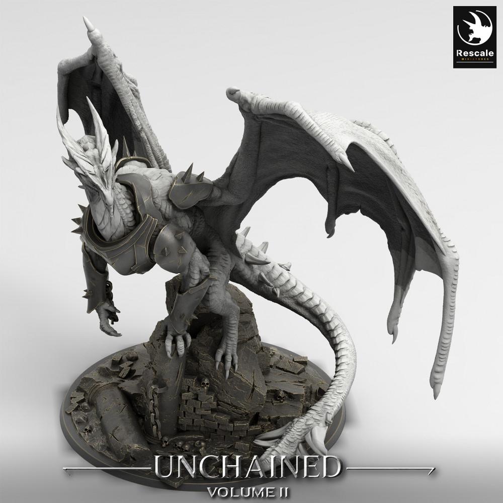 Produktfoto Tabletop 28mm Lord of the Print (LotP) 0: Tabletop Miniatur: Gepanzerter Drache Xeldranth - Kettenwyrm, Drachenfürst, Boss‑Monster, Drachenminiatur (24_05_X)