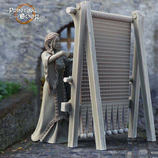 Produktfoto mittelalterliche historische Figur 75mm Scale The Printing Goes Ever On (TPGEO)  0: Mittelalterliche Ritter Figuren Dorfbewohner Weberin- 75mm Modelle - Mittelalterliche Stadt