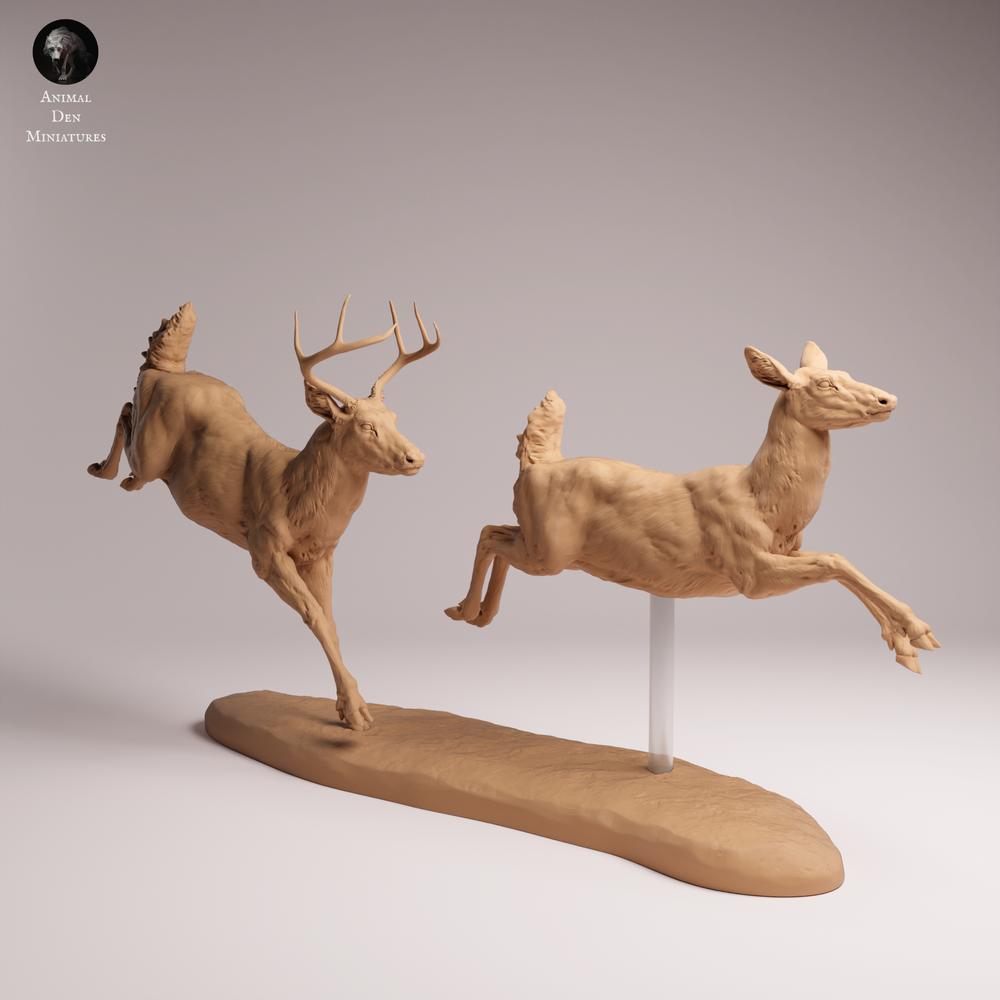 Produktfoto Tabletop 28mm Lord of the Print (LotP) 1: Wildtier Tierfigur: Weißwedelhirsch-Paar - Hirsch und Hirschkuh (26_01_13)