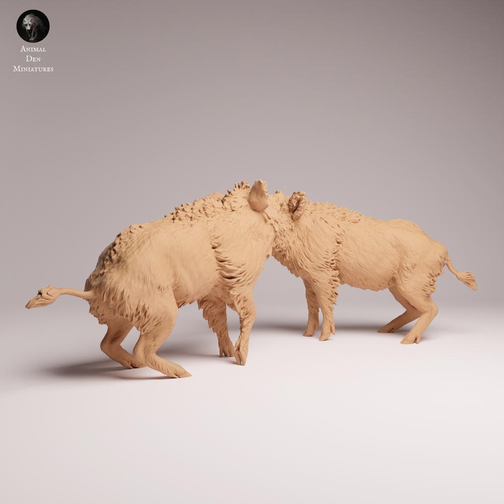 Foto del producto Tabletop 28mm Lord of the Print (LotP) 1: Figura de animal salvaje: jabalíes luchando (26_07_06)