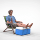 Foto del producto Diorama y modelismo figura en miniatura: Hombre con cerveza y nevera en silla de playa