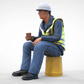 Foto del producto Diorama y modelo de figura en miniatura: trabajador sentado en un cubo