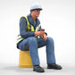 Foto del producto Diorama y modelo de figura en miniatura: trabajador sentado en un cubo