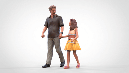 Foto del producto Diorama y modelismo miniatura figura: Hombre con hija - Paseadores