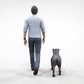 Produktfoto Diorama und Modellbau Miniatur Figur: Mann mit Hund - Spaziergänger