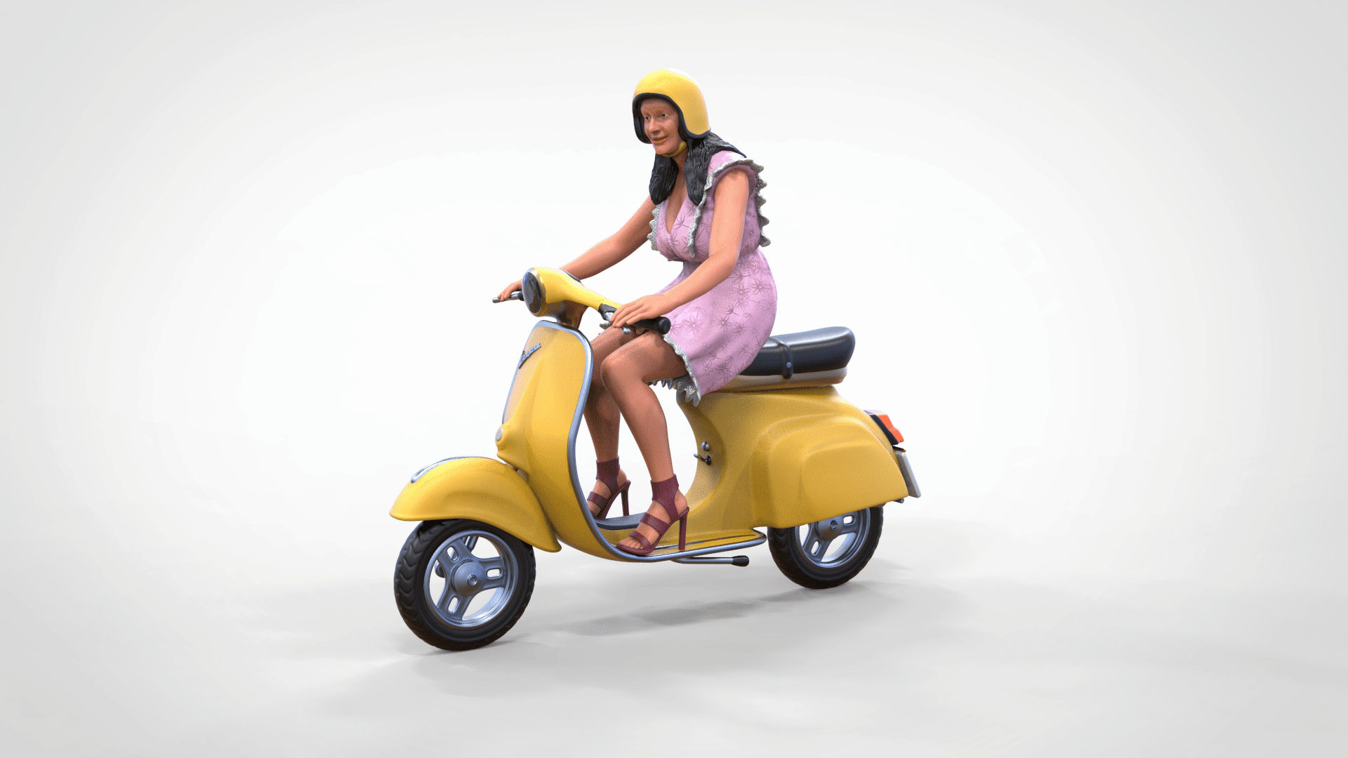 Produktfoto Diorama und Modellbau Miniatur Figur: Frau auf Vespa